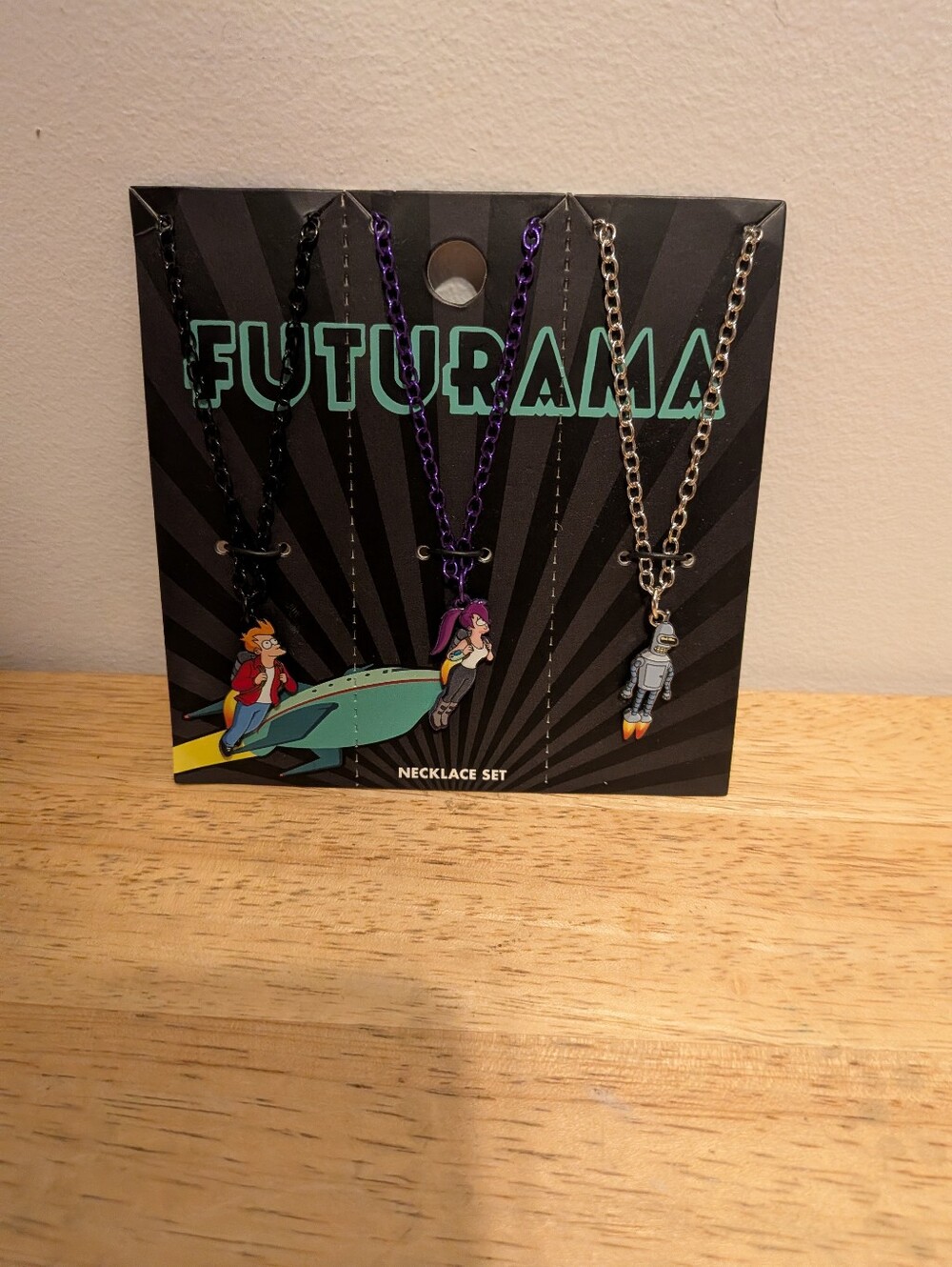 Bioworld Futurama Necklace Set - Black, Purple, Silver Charms